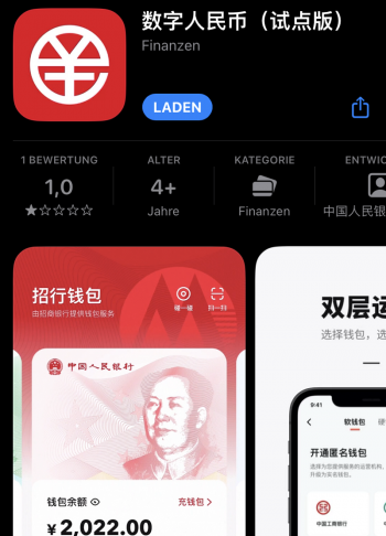 Wallet-App aus iOS-Store für E-Yuan in China
