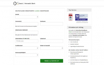 Deutschland Kreditkarte - Onlineantrag auch komfortabel mit Smartphone oder Tablet bedienbar