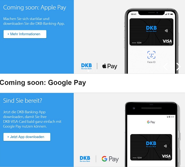 DKB will Apple Pay & Google Pay unterstützen