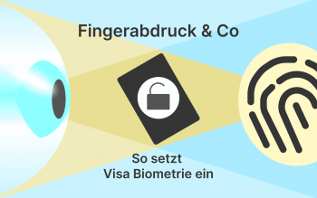 Biometrische Sicherheit von Visa | links vom Bild ein Iris-Scan und rechts vom Bild ein Fingerabdruck