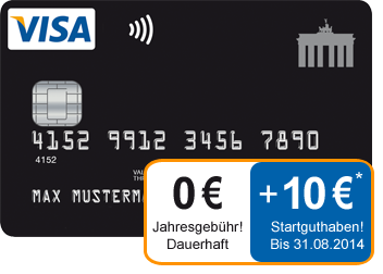 Kostenlose Kreditkarte mit 10 Euro Guthaben
