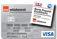 Wüstenrot stellt den Testsieger in der Kategorie Prepaid-Kreditkarten